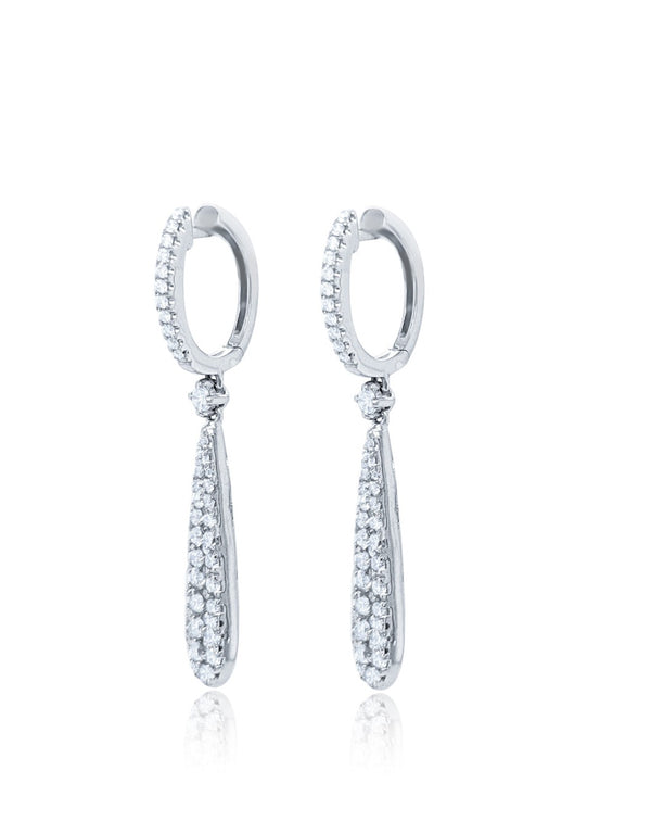 18k White Gold Drop Diamond Earring - LA DIAMOND