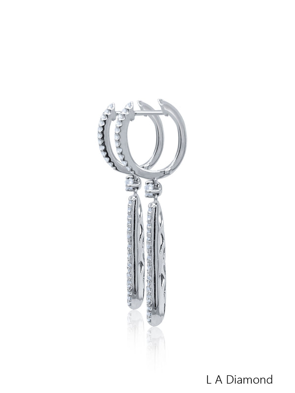 18k White Gold Drop Diamond Earring - LA DIAMOND