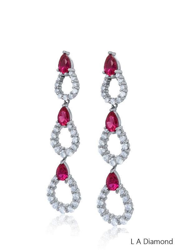 Ruby White Gold Diamond Pear Cut Teardrop Earring - LA DIAMOND