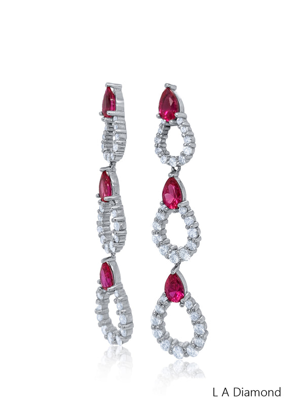 Ruby White Gold Diamond Pear Cut Teardrop Earring - LA DIAMOND
