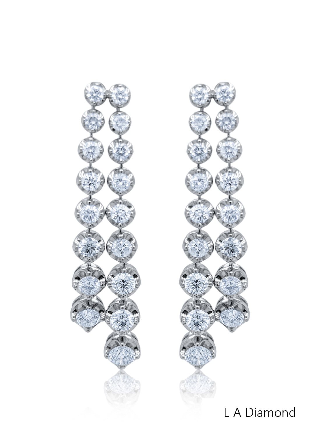 18k White Gold Diamond Round Cut Drop Earring 5c - LA DIAMOND