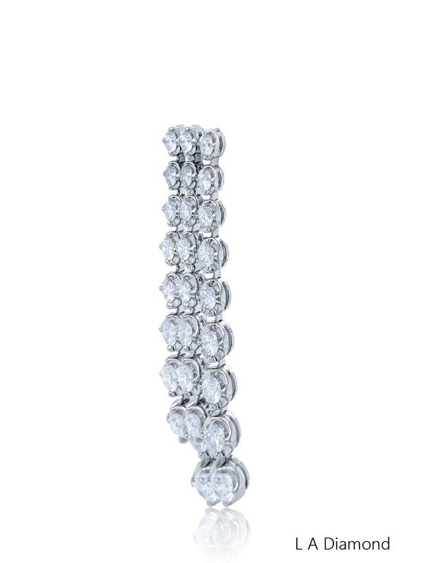 18k White Gold Diamond Round Cut Drop Earring 5c - LA DIAMOND