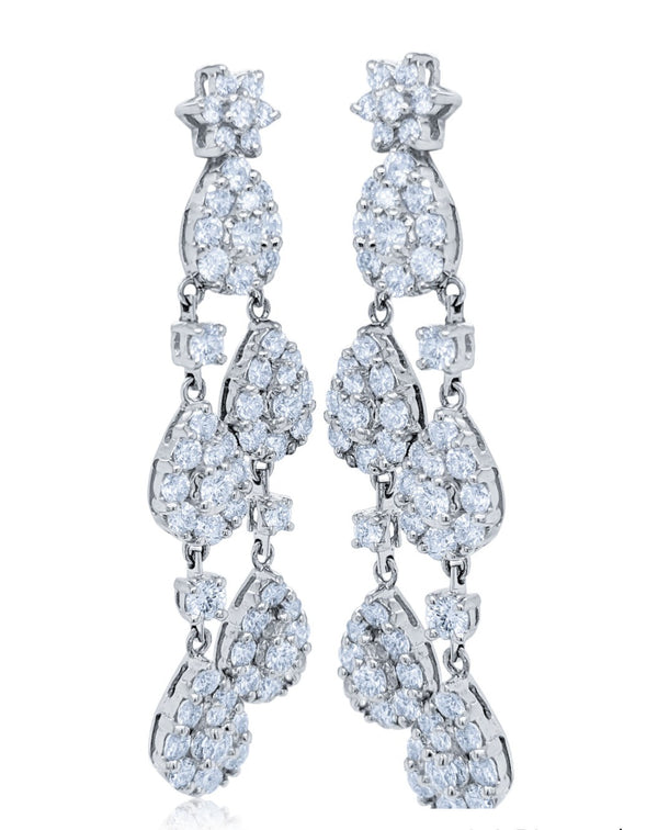 18k White Gold Diamond Pear Cut Drop Earring 9.02c - LA DIAMOND