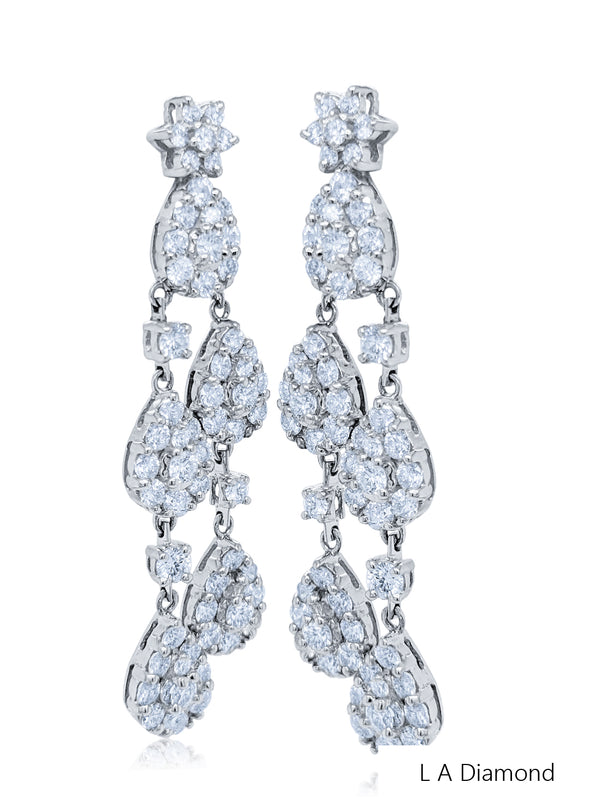 18k White Gold Diamond Pear Cut Drop Earring 9.02c - LA DIAMOND