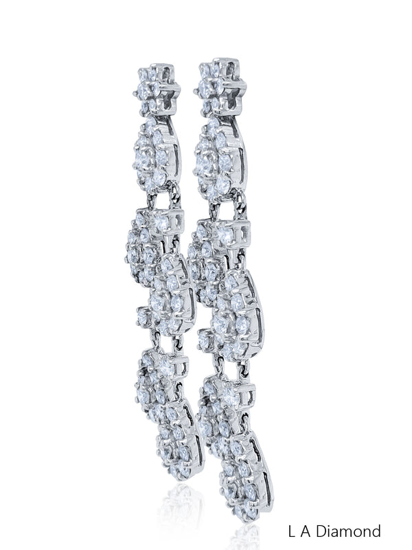 18k White Gold Diamond Pear Cut Drop Earring 9.02c - LA DIAMOND