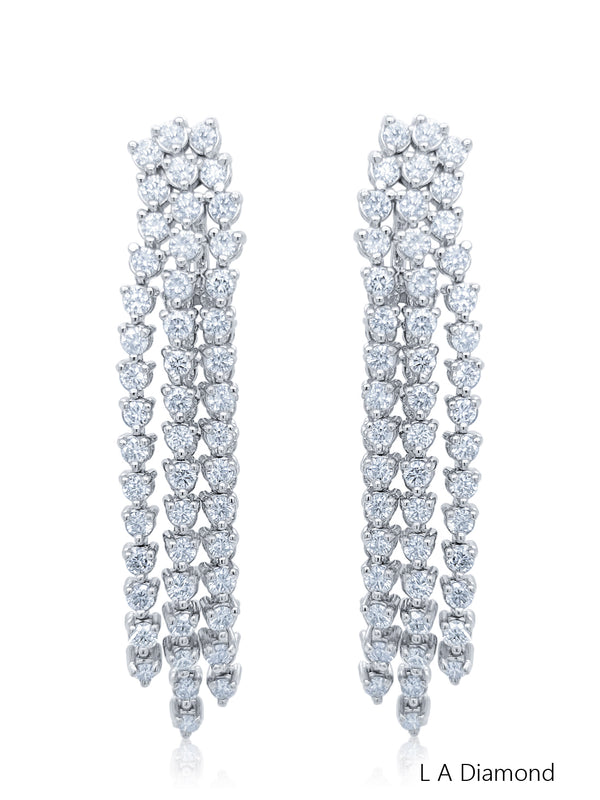 14k White Gold Diamond Round Cut Dangle Earring .45c - LA DIAMOND
