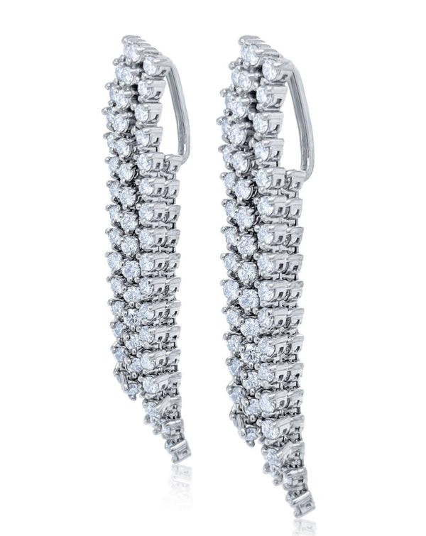 14k White Gold Diamond Round Cut Dangle Earring .45c - LA DIAMOND