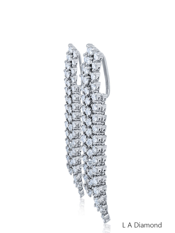 14k White Gold Diamond Round Cut Dangle Earring .45c - LA DIAMOND