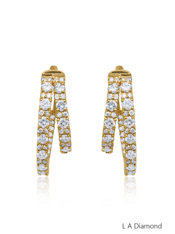 14k Yellow Gold Diamond Round Cut Huggie Earring - LA DIAMOND