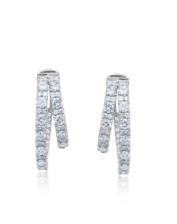 14k Yellow Gold Diamond Round Cut Huggie Earring - LA DIAMOND
