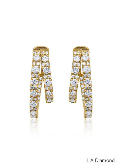 14k Yellow Gold Diamond Round Cut Huggie Earring - LA DIAMOND