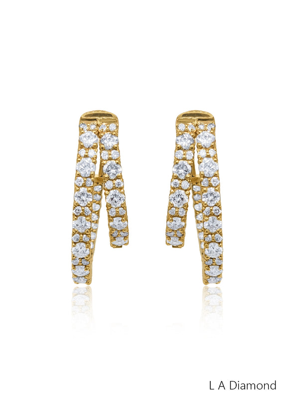 14k Yellow Gold Diamond Round Cut Huggie Earring - LA DIAMOND