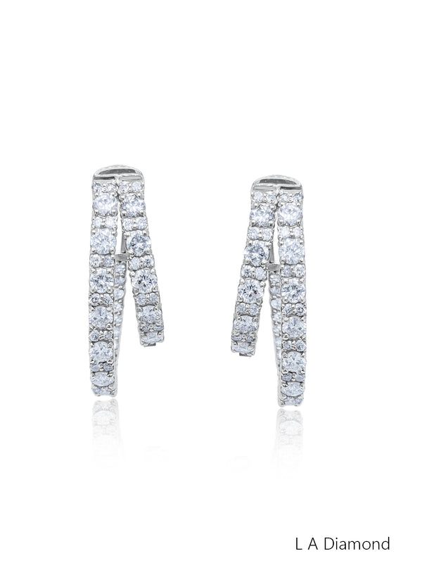 14k Yellow Gold Diamond Round Cut Huggie Earring - LA DIAMOND
