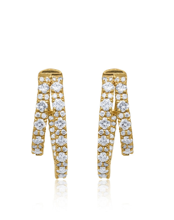 14k Yellow Gold Diamond Round Cut Huggie Earring - LA DIAMOND