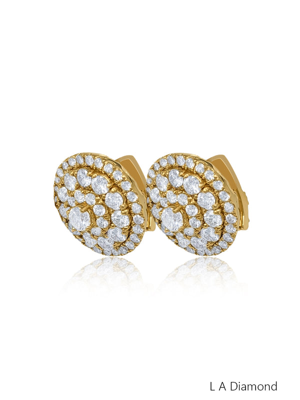 14K White Gold Diamond Round Cut Earring - LA DIAMOND