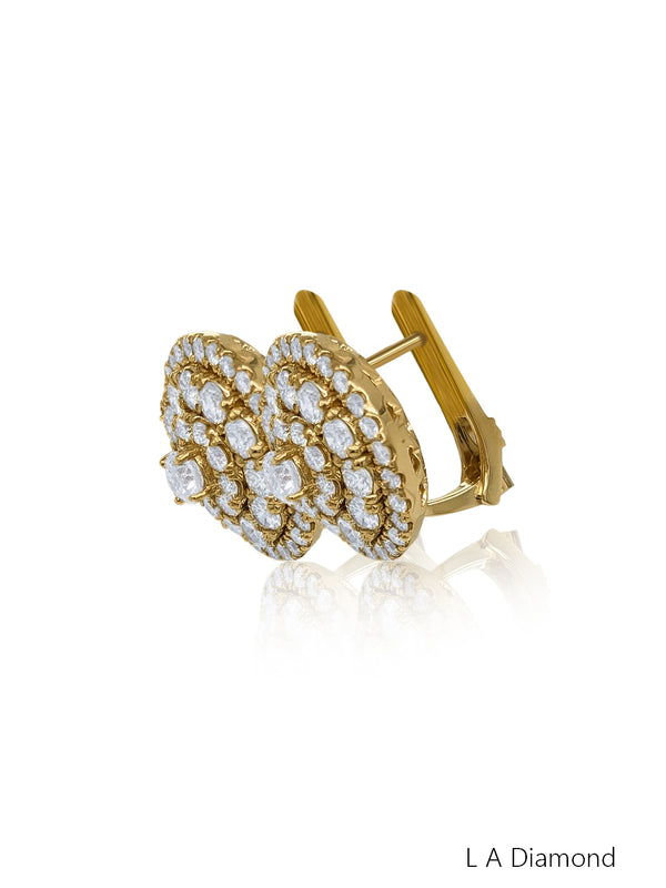 14K White Gold Diamond Round Cut Earring - LA DIAMOND