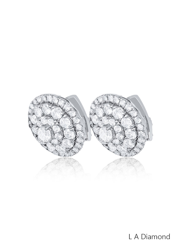 14K White Gold Diamond Round Cut Earring - LA DIAMOND