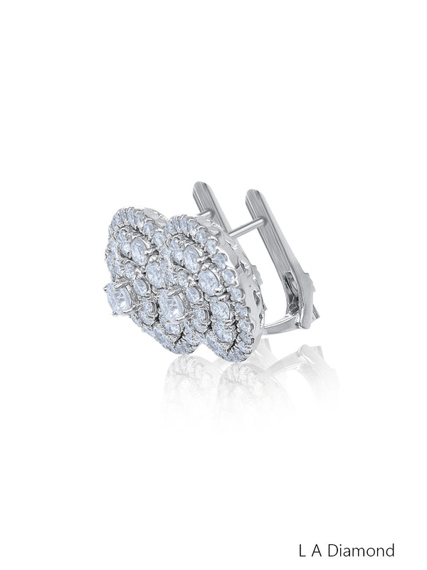 14K White Gold Diamond Round Cut Earring - LA DIAMOND