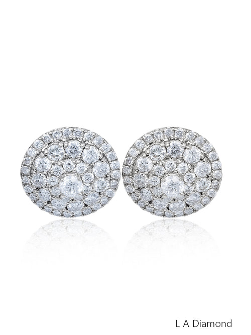 14K White Gold Diamond Round Cut Earring - LA DIAMOND