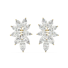 14K White Gold Diamond Marquise Cut Floral Stud Earring 6.52c