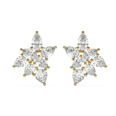 White Gold Diamond Pear Cut Flower Stud Earring