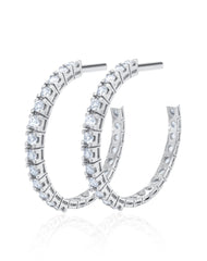 14k White Gold Diamond Hoop Earring 1.31c - LA DIAMOND
