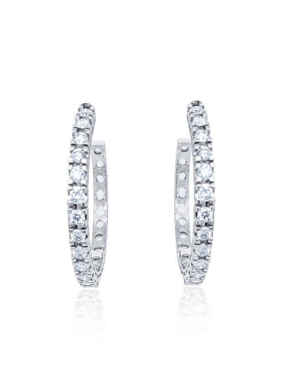 14k White Gold Diamond Hoop Earring 1.31c - LA DIAMOND