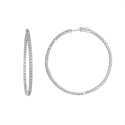 1 CT. T.W. Diamond Inside-Out Hoop Earrings in 14K White Gold - LA DIAMOND
