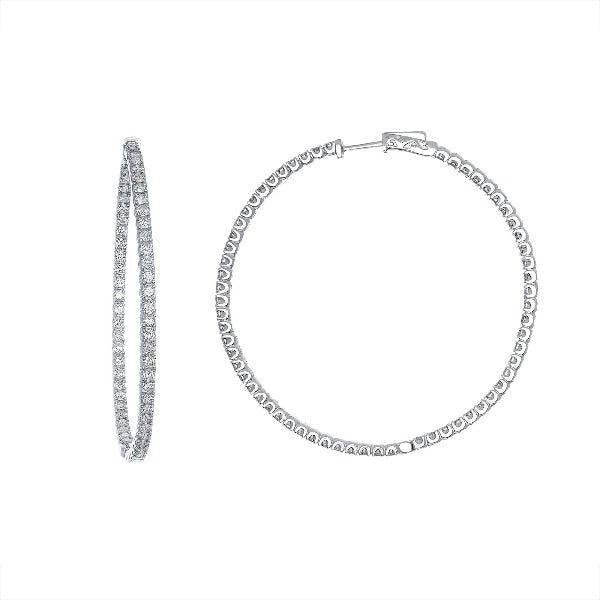 1 CT. T.W. Diamond Inside-Out Hoop Earrings in 14K White Gold - LA DIAMOND