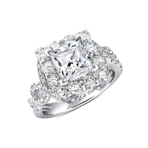 1 CT. T.W. Princess-Cut Diamond Double Frame Twist Engagement Ring in 14K White Gold - LA DIAMOND