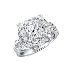 1 CT. T.W. Princess-Cut Diamond Double Frame Twist Engagement Ring in 14K White Gold - LA DIAMOND