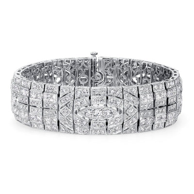14K White Gold Diamond Bangle Bracelet 3 CT. T.W.