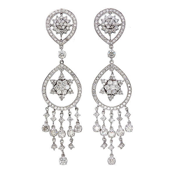 1 CT. T.W. Diamond Snowflake Dangle Drop Earrings in 14K White Gold - LA DIAMOND
