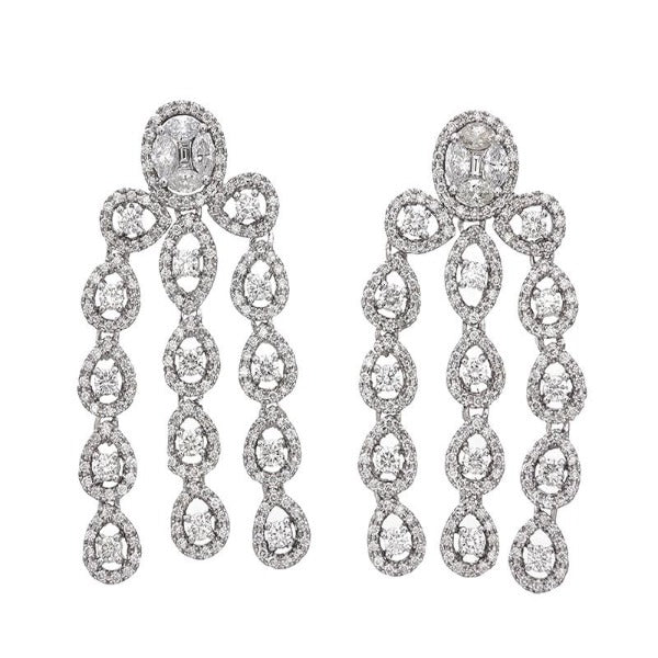 1 CT. T.W. Diamond Vintage-Style Chandelier Drop Earrings in 14K White Gold - LA DIAMOND