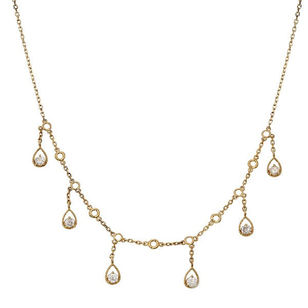 Adjustable 1 CT. T.W. Diamond Drop Necklace in 14K Yellow Gold - LA DIAMOND