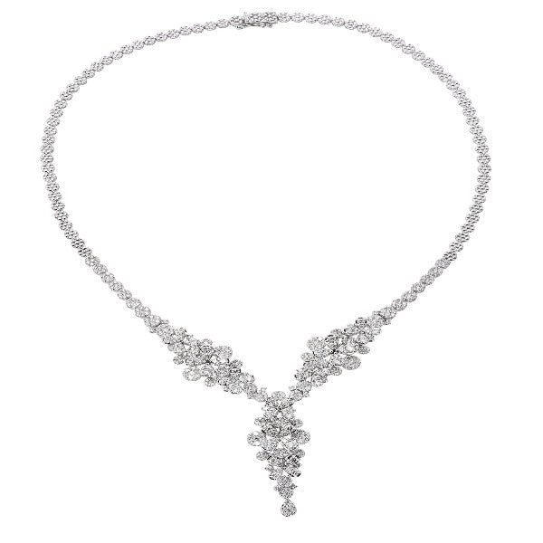 2 CT. T.W. Diamond Three Flower Necklace in 14K Gold - LA DIAMOND