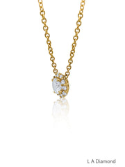 14K Yellow Gold Diamond Round Cut Necklace Pendant With Chain .82c
