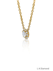14K Yellow Gold Diamond Round Cut Necklace Pendant With Chain .82c