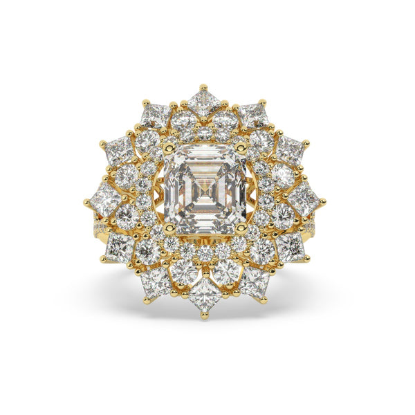 14K White Gold Diamond Bezel Corner Princess Cut Engagement Ring - LA DIAMOND