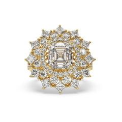 White Gold Diamond Bezel Corner Princess Cut Engagement Ring