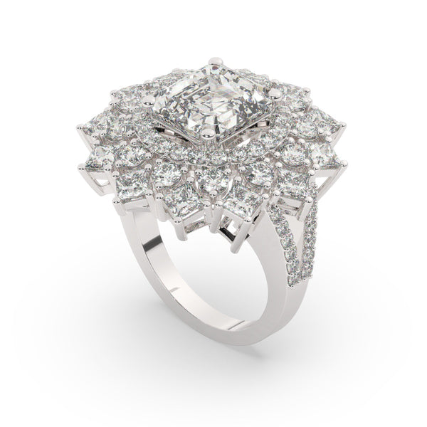 14K White Gold Diamond Bezel Corner Princess Cut Engagement Ring - LA DIAMOND
