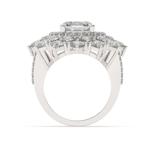 14K White Gold Diamond Bezel Corner Princess Cut Engagement Ring - LA DIAMOND
