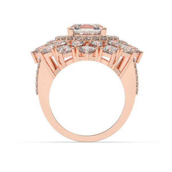 14K White Gold Diamond Bezel Corner Princess Cut Engagement Ring - LA DIAMOND