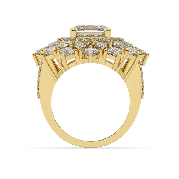 14K White Gold Diamond Bezel Corner Princess Cut Engagement Ring - LA DIAMOND