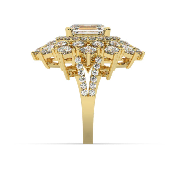 14K White Gold Diamond Bezel Corner Princess Cut Engagement Ring - LA DIAMOND