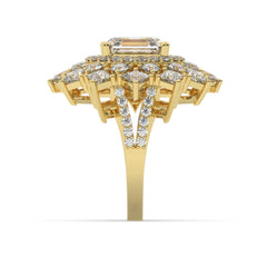 White Gold Diamond Bezel Corner Princess Cut Engagement Ring