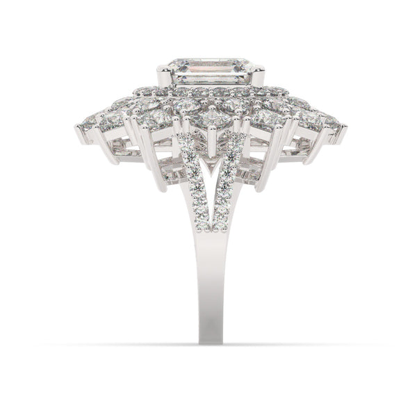 14K White Gold Diamond Bezel Corner Princess Cut Engagement Ring - LA DIAMOND