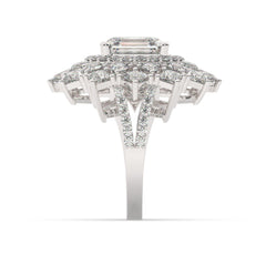 White Gold Diamond Bezel Corner Princess Cut Engagement Ring