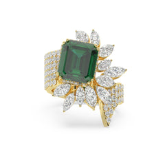 White Gold Diamond With Emerald Center Stone Emerald Cut Ring