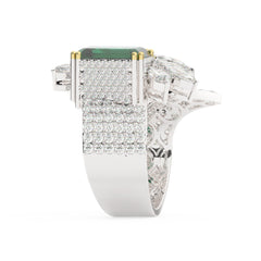 White Gold Diamond With Emerald Center Stone Emerald Cut Ring